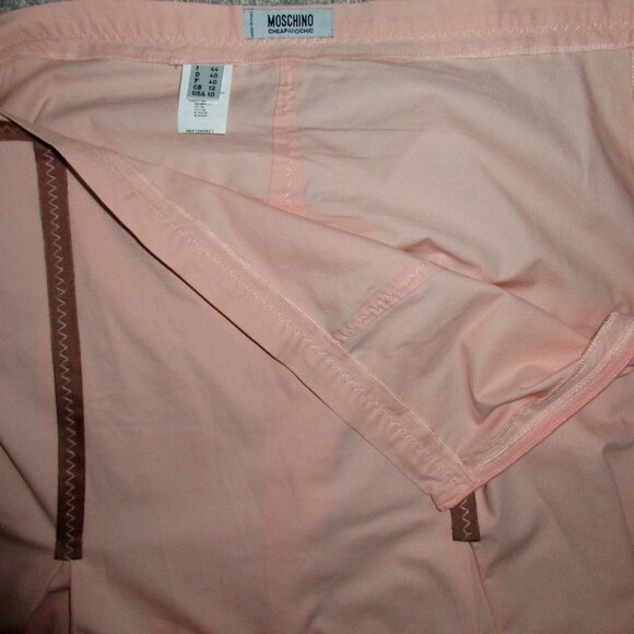 Vintage Moschino Cheap and Chic Pleated Peach Ribbon Skirt 100% Cotton Size 10 - Picture 6 of 8